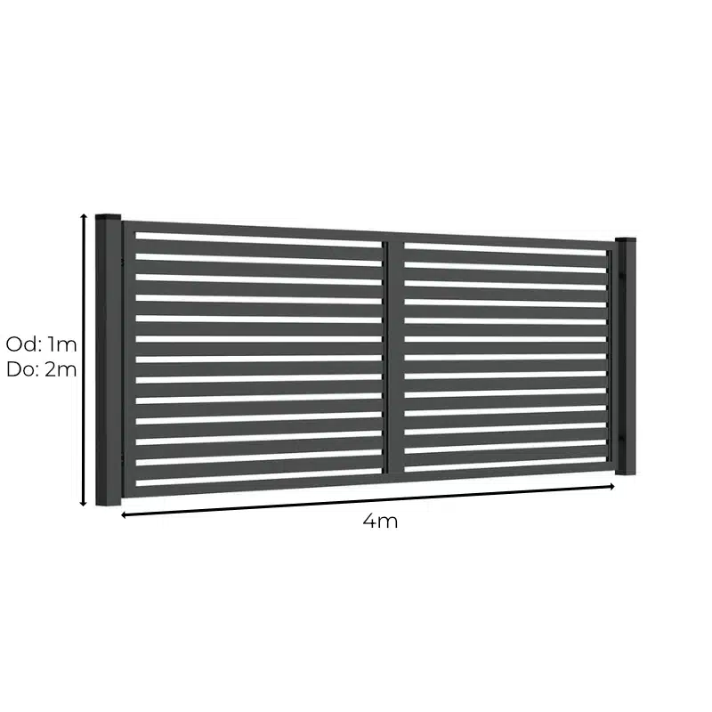 Brama dwuskrzydłowa A24 długość 4m 3D Grafit Antracytowy RAL7016 - Sklep Pajak Ogrodzenia Brama dwuskrzydłowa A24 długość 4m 3D Grafit Antracytowy RAL7016