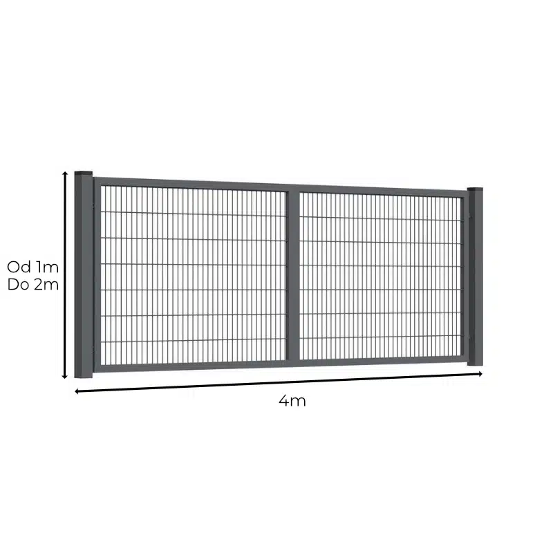 Brama dwuskrzydłowa panelowa długość 4m 3D - Sklep Pajak Ogrodzenia Brama dwuskrzydłowa panelowa długość 4m 3D