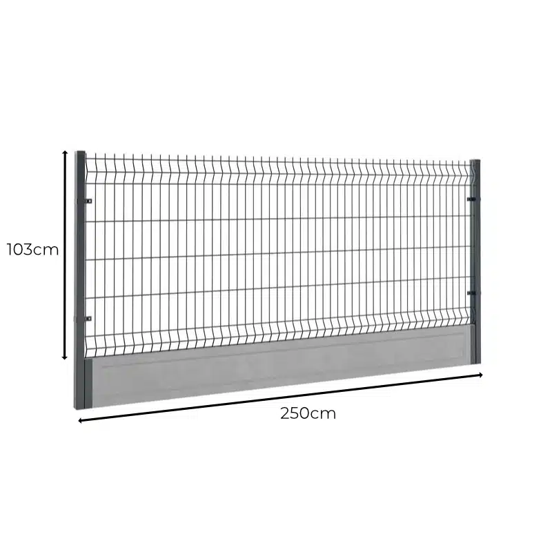 Ogrodzenie panelowe z podmurówką 103x250cm 3D drut fi4 - Sklep Pajak Ogrodzenia Ogrodzenie panelowe z podmurówką 103x250cm 3D drut fi4