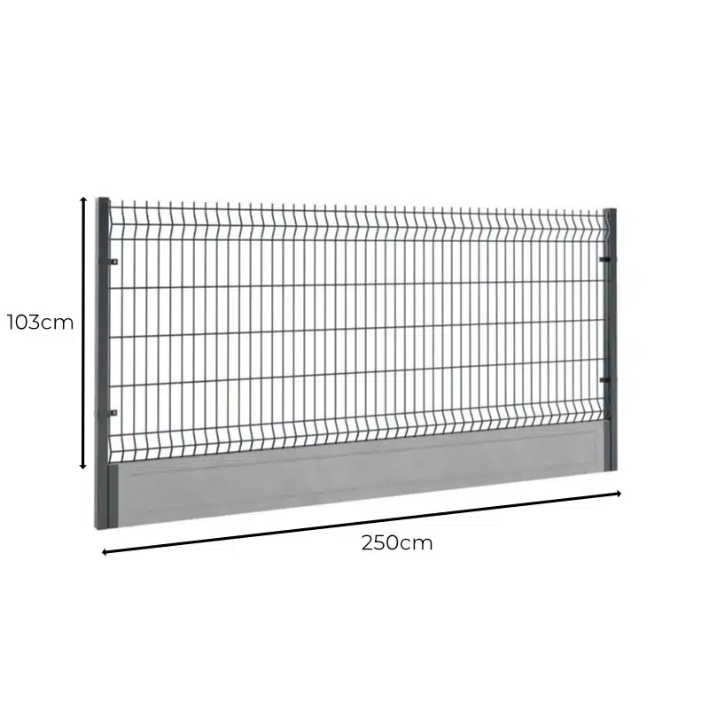 Ogrodzenie panelowe z podmurówką 103x250cm 3D drut fi5