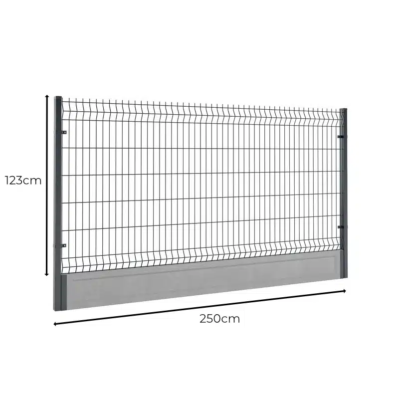 Ogrodzenie panelowe z podmurówką 123x250cm 3D drut fi4 - Sklep Pajak Ogrodzenia Ogrodzenie panelowe z podmurówką 123x250cm 3D drut fi4