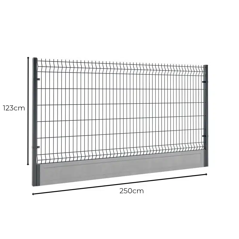 Ogrodzenie panelowe z podmurówką 123x250cm 3D drut fi5 - Sklep Pajak Ogrodzenia Ogrodzenie panelowe z podmurówką 123x250cm 3D drut fi5