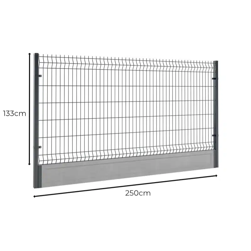 Ogrodzenie panelowe z podmurówką 133x250cm 3D drut fi4