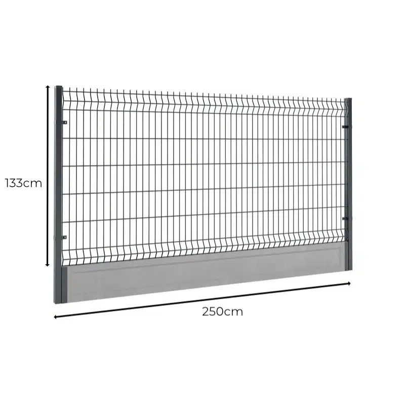 Ogrodzenie panelowe z podmurówką 133x250cm 3D drut fi5