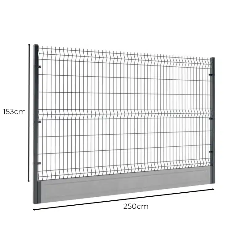 Ogrodzenie panelowe z podmurówką 153x250cm 3D drut fi4 - Sklep Pajak Ogrodzenia Ogrodzenie panelowe z podmurówką 153x250cm 3D drut fi4