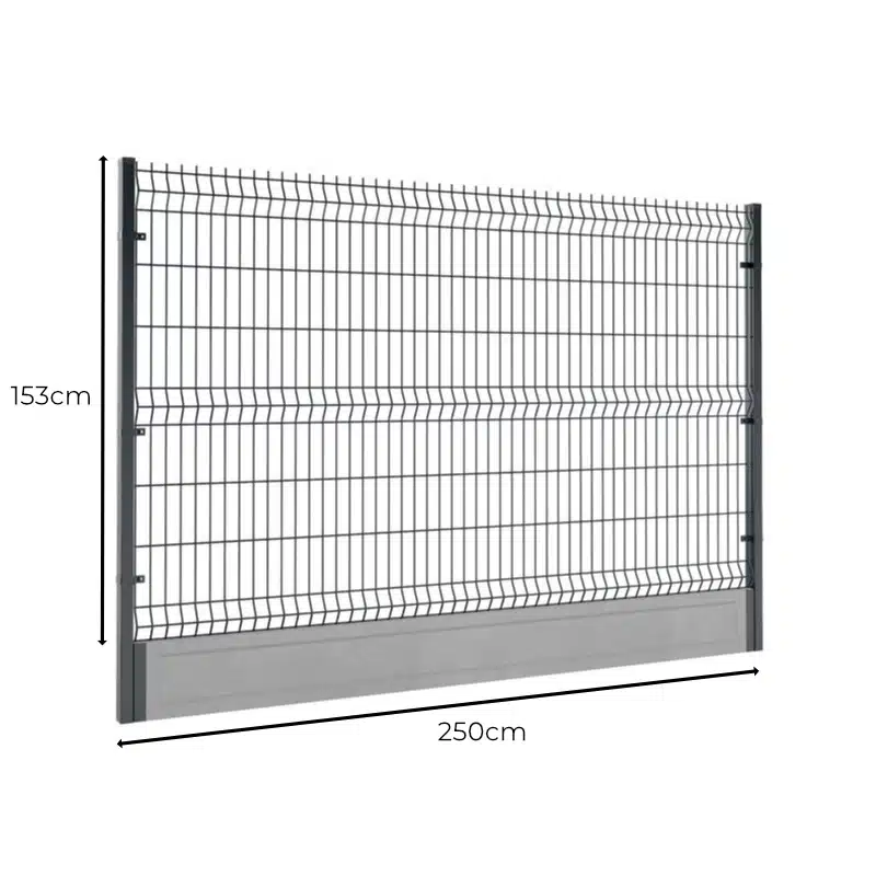 Ogrodzenie panelowe z podmurówką 153x250cm 3D drut fi5 - Sklep Pajak Ogrodzenia Ogrodzenie panelowe z podmurówką 153x250cm 3D drut fi5